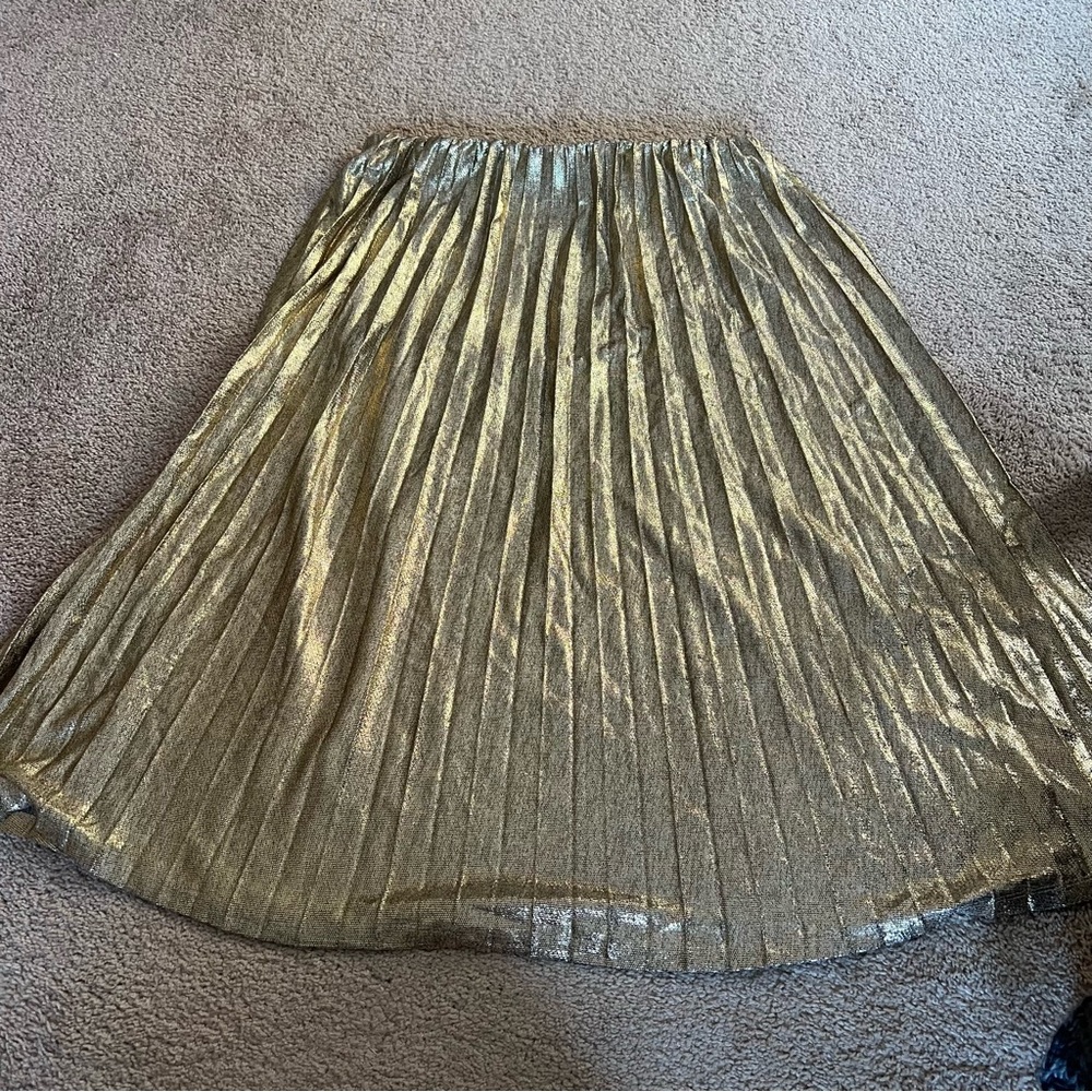 Metallic Gold Pleated Women's Skirt